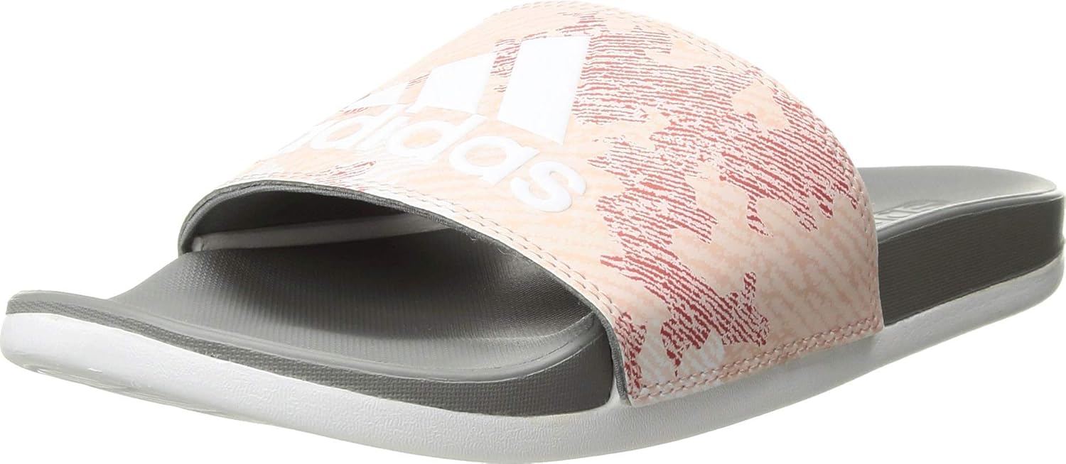 adidas Women's Adilette Comfort Slides, Dust Pink/White/Grey, 11