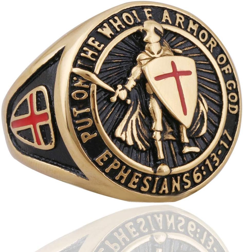 Put On The Whole Armor Of God Prayer Mens Cool Jewelry Ring Knights Templar