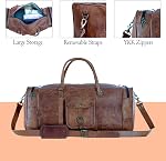 Komal's Passion Leather 21 Inch Square Duffel Travel Gym Sports Overnight Weekend Leather Bag