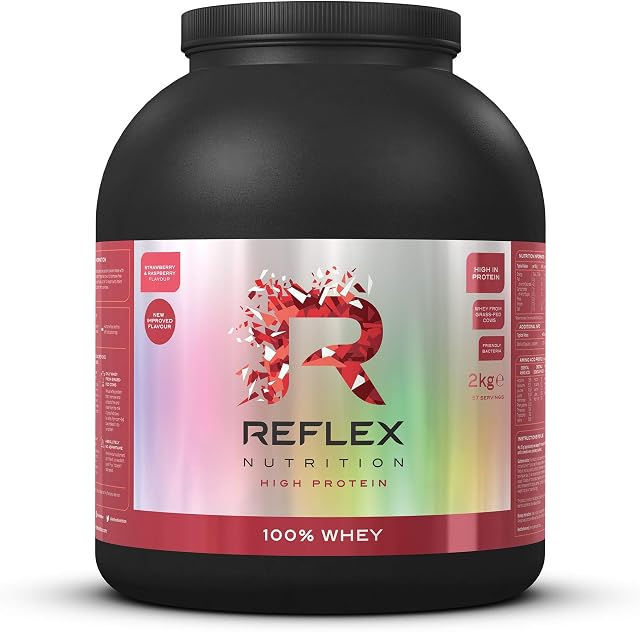 Reflex Nutrition 100% Whey Protein Powder | Pure Whey Concentrate | Amino Acids | No Added Sugar |Protein Powder | (Strawberry & Raspberry, 2kg)