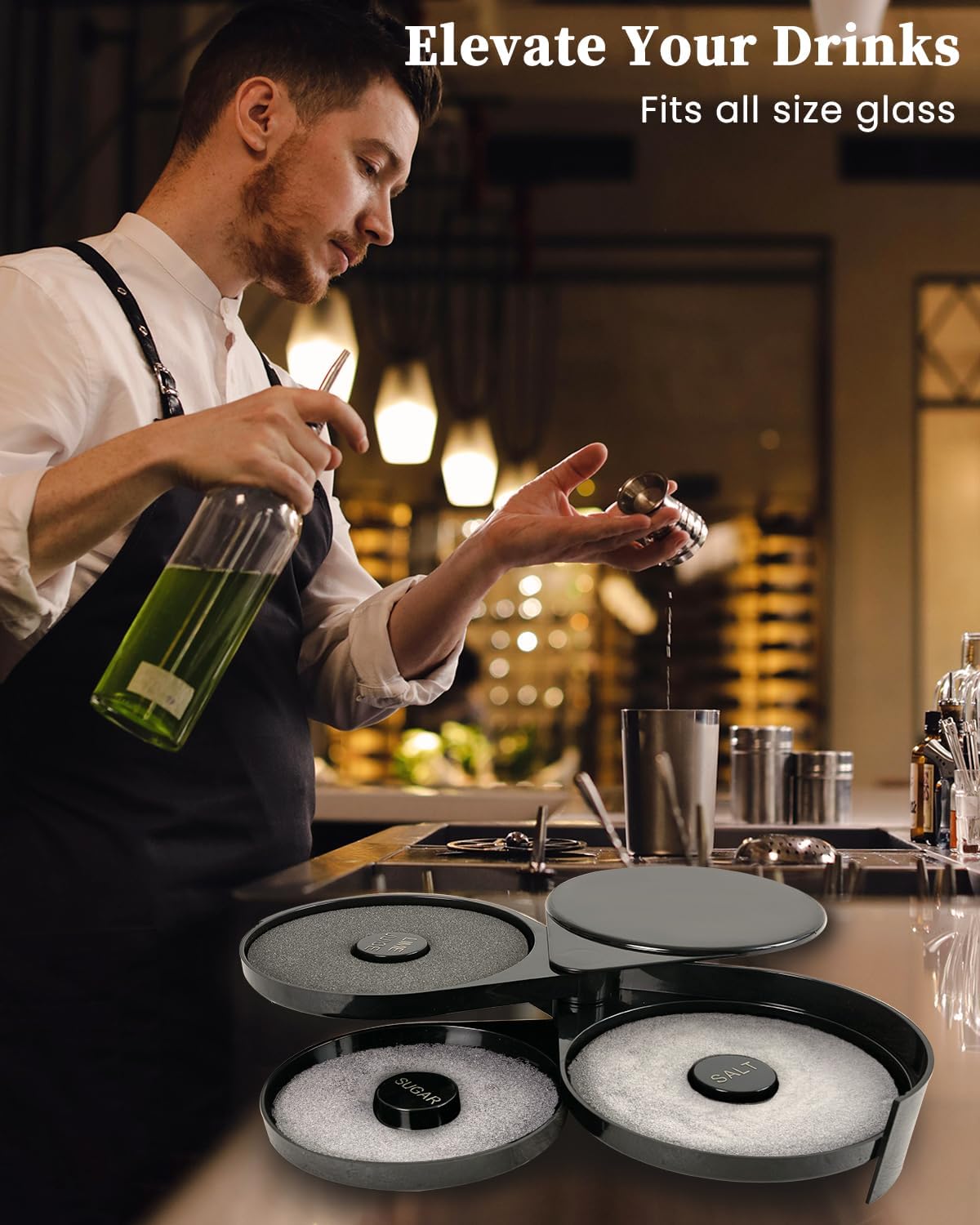 Margarita Salt Rimmer Set, 3-Tier Cocktail Glass Rimmer