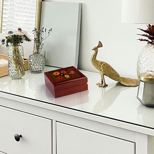 Miniatura 6 de 3dRose, Seventies Retro Style Bold Floral Thank You Greeting, Jewelry Box 5.5x5.5 inch with 4 inch tile