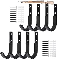 Vista 11 de Soporte de pared para rifles de metal horizontales para colgar y almacenar, soporte para pistola de acero resistente con acolchado suave, almacena