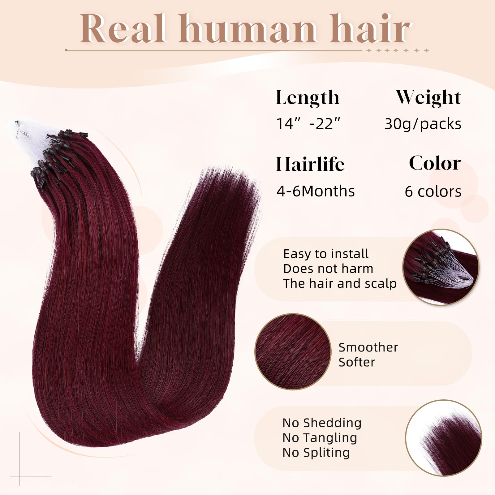 Amazon.com : MioYio Microlink Hair Extensions Human Hair 99j 
