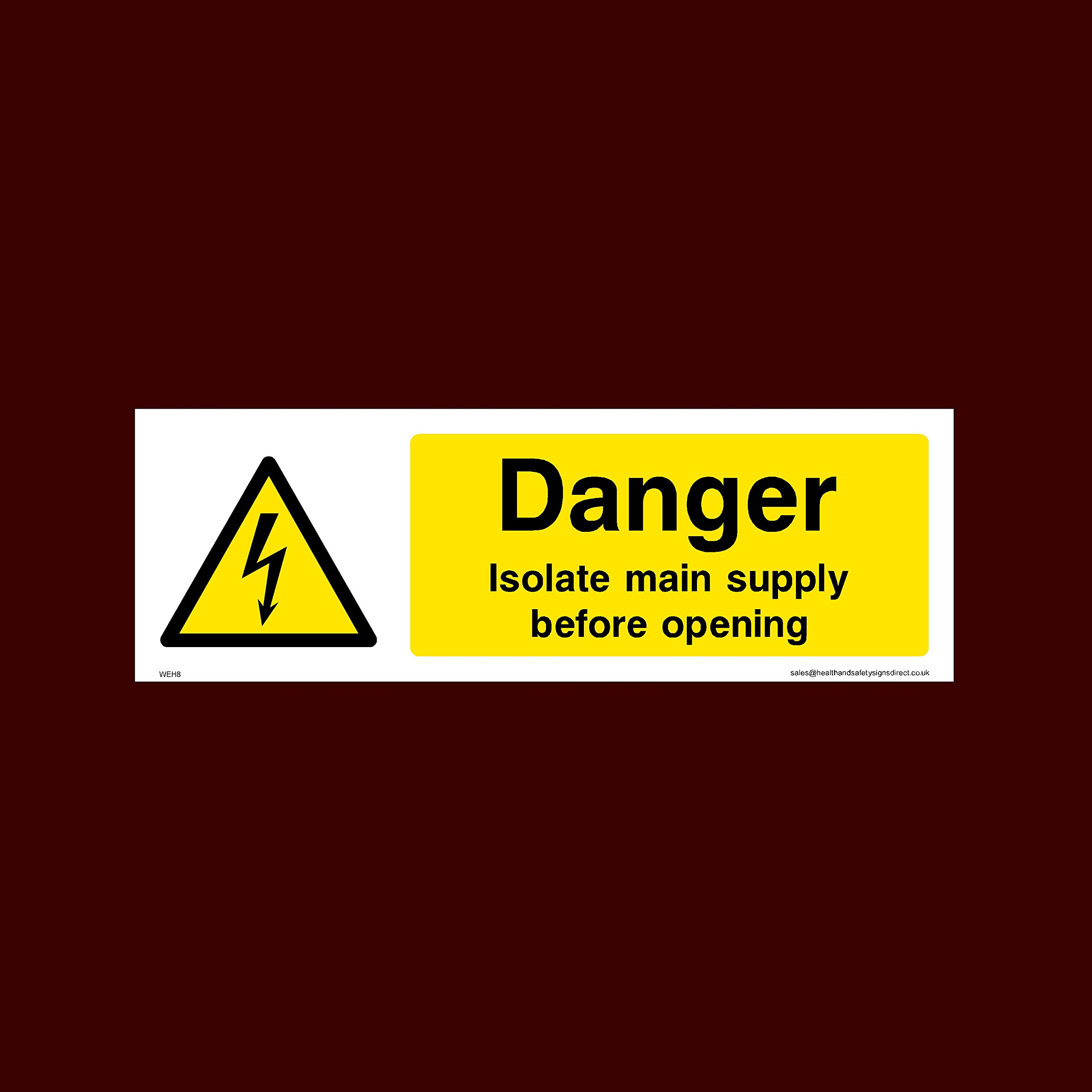USSP&S Danger isolate main supply Sticker/Self Adhesive Sign (WEH8) - Electric Hazard, Voltage, Danger of Death, Cables, Wires, Electric Fence