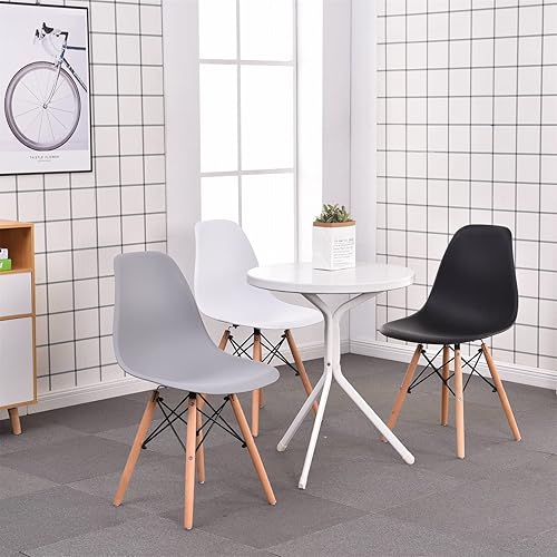 Miniatura 2 de ExAchat Juego de 4 sillas de estilo moderno, silla de concha moderna de mediados de siglo con patas de madera, para comedor, cocina, dormitorio,