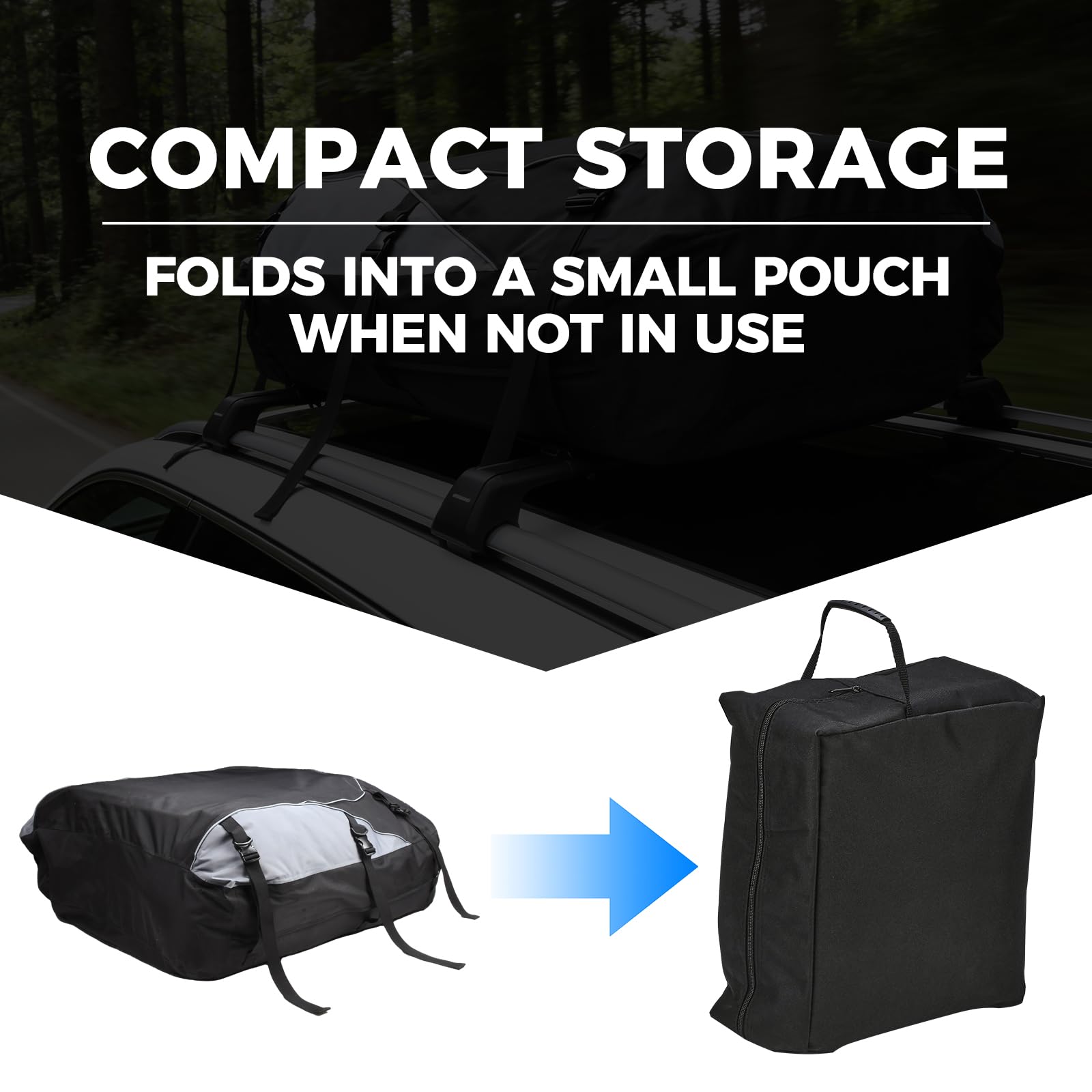 Sac de toit de voiture 566L - Sac de toit étanche et souple - Pliable - Fournisseur de bagages