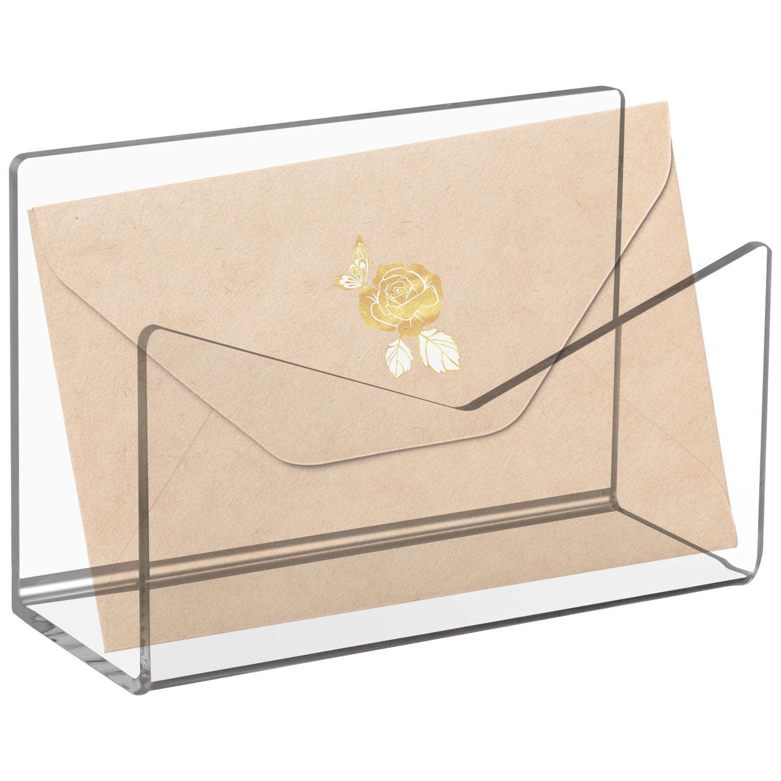 5 Pcs Clear Mail Organizer, File Organizer for Office Light, Print Mail Script Letter Holder for Office Envelope Holder Letter Organizer for Home Office Bellv