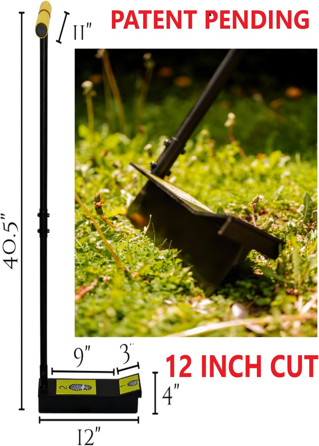 Manual Lawn Edger Tool, Half Moon Edger, Landscape Edging Tool, Garden Edger, Heavy Duty Steel Lawn Edger for Lawn Edging and Garden Borders