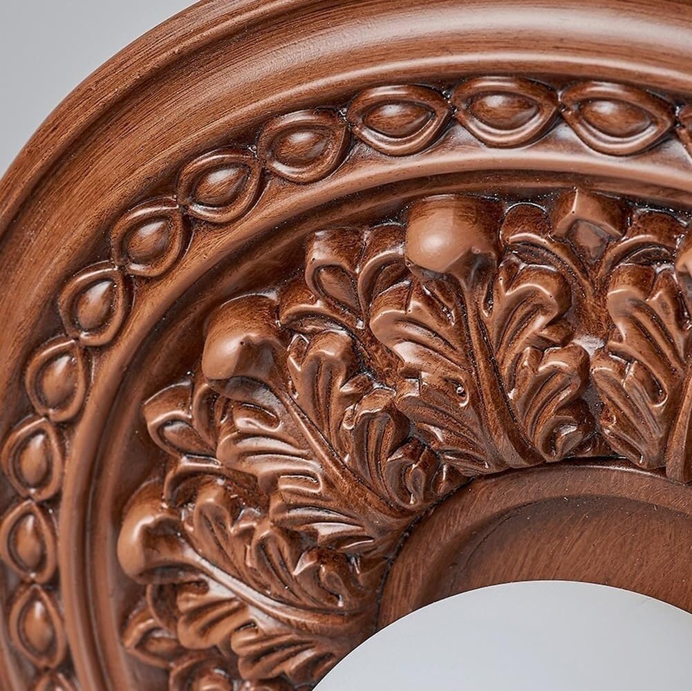 French Modern Luxury Bedroom Ceiling Light, G9 3-Color Dimming Frosted Globe Shade Ceiling Lamp, Carved Wood Finish Base Rustic Flush Mount Light Fixture, for Hallway, Entryway, Bedroom Lighting