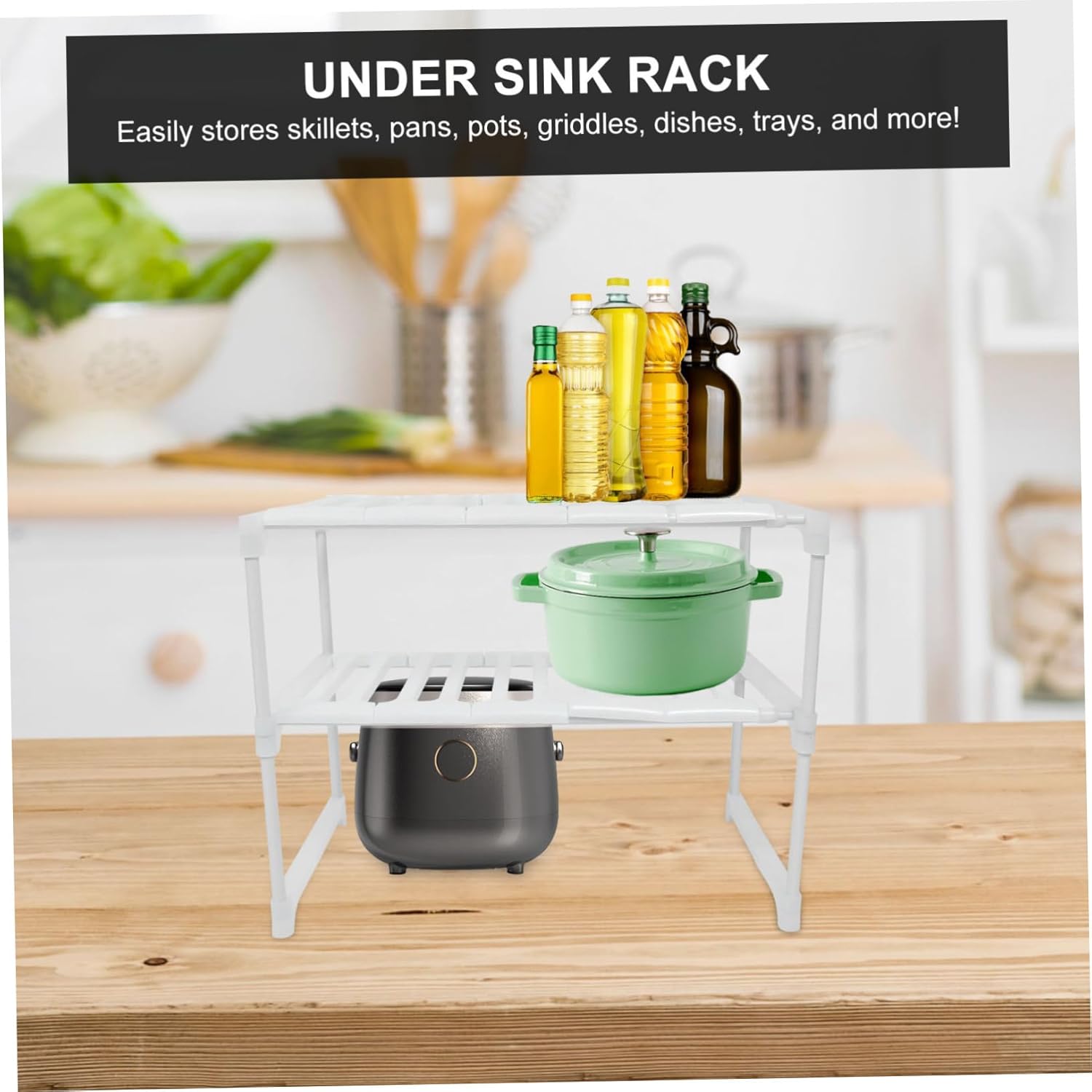 Sink Storage Rack Adjustable Kitchen Organizer Capacity for Efficient Space Management for Kitchen Bathroom