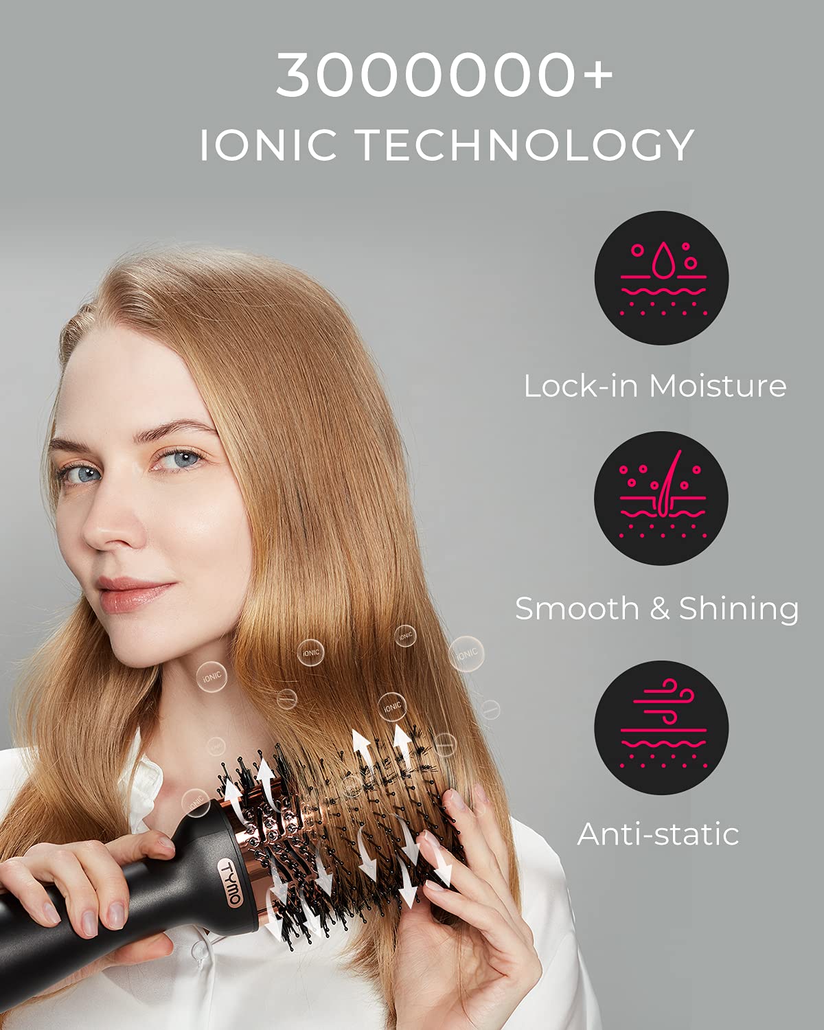 TYMO Hot Air Brush Ionic Hair Dryer & Volumizer, Professional One