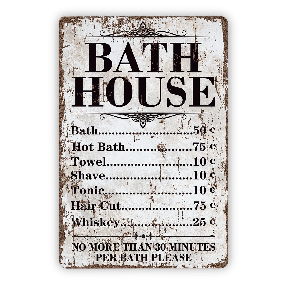 peiyeety Funny Bath House Vintage Metal Tin Sign, Bathroom Sign, Rustic Farmhouse Wall Decor, Home Decor, Housewarming Gift, Courtyard Porch Decoration 8x12 Inch