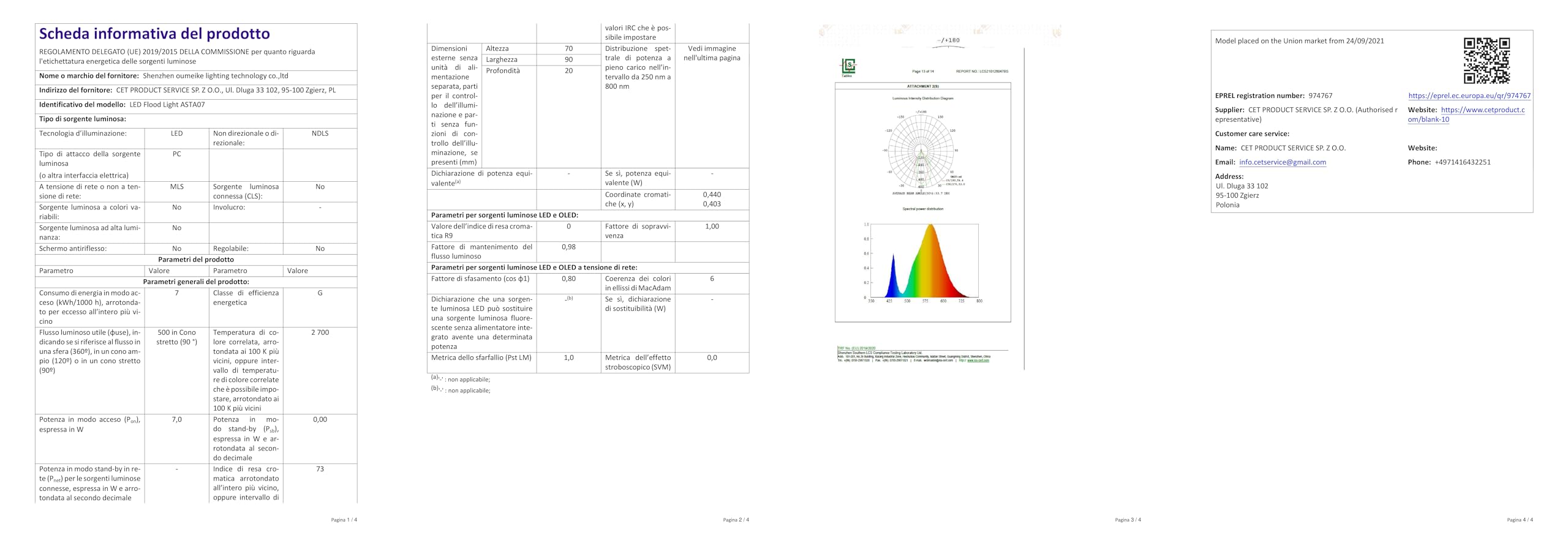Yinet-EU Proiettore Faro LED 30W Luce Di Sicurezza IP66 Impermeabile 3000lm Faretto LED Da