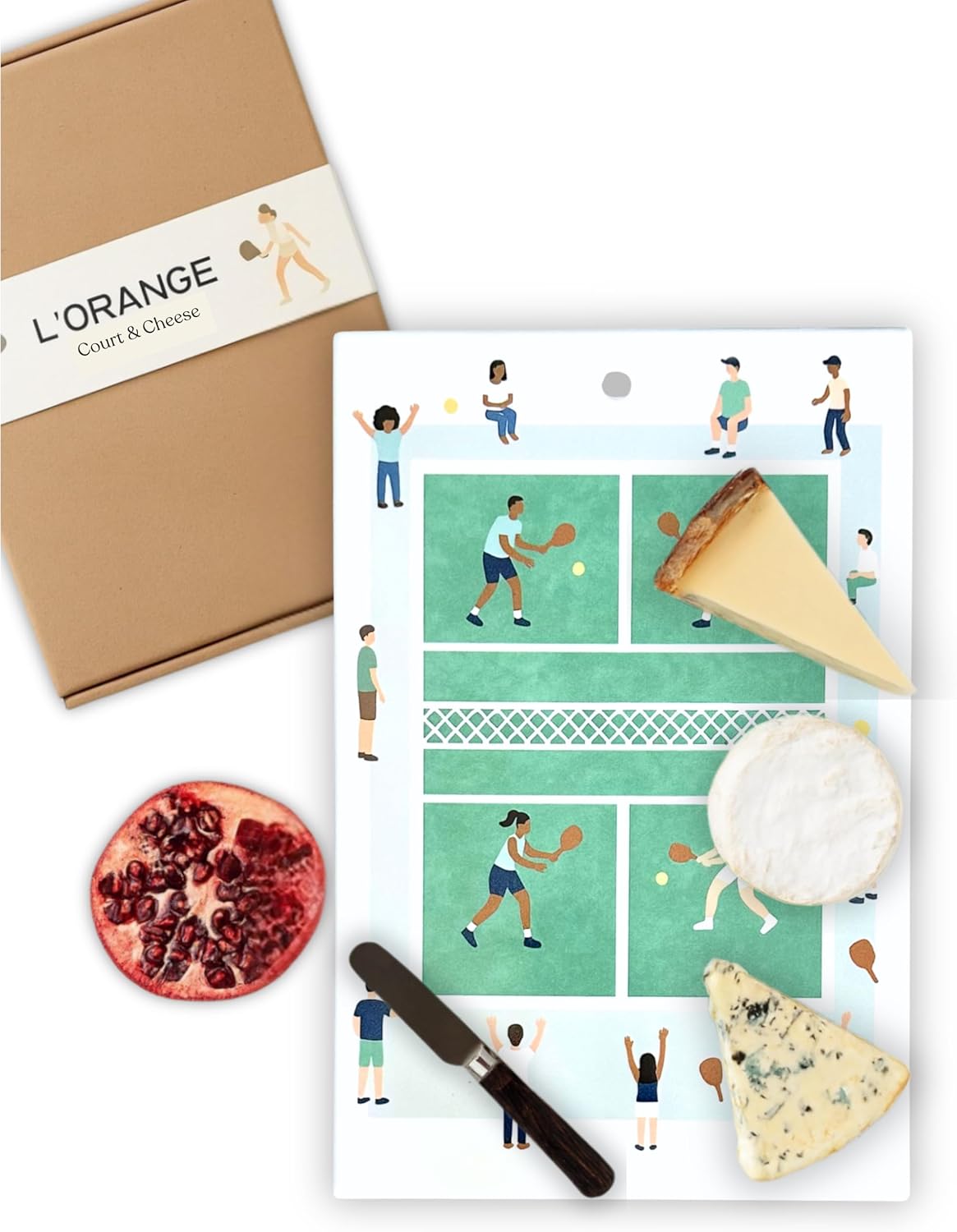 Pickleball Cheese Board – Premium Ceramic Serving Tray with Cork Base – Unique Gift for Pickleball Players & Fans (20cm x 30cm)