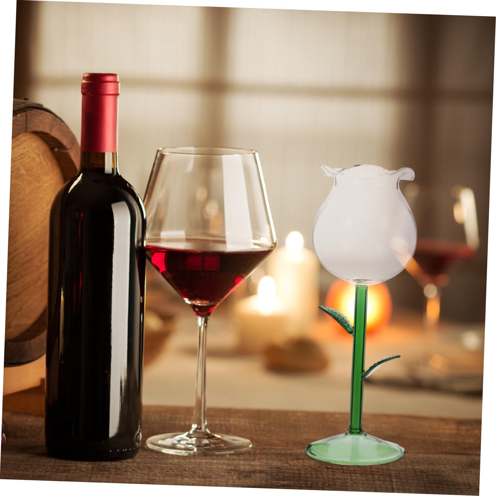 Cabilock Copa de Vino Rosado Elegante de Vidrio de 280ml Ligera y Resistente para Aniversarios y Fiestas de Año