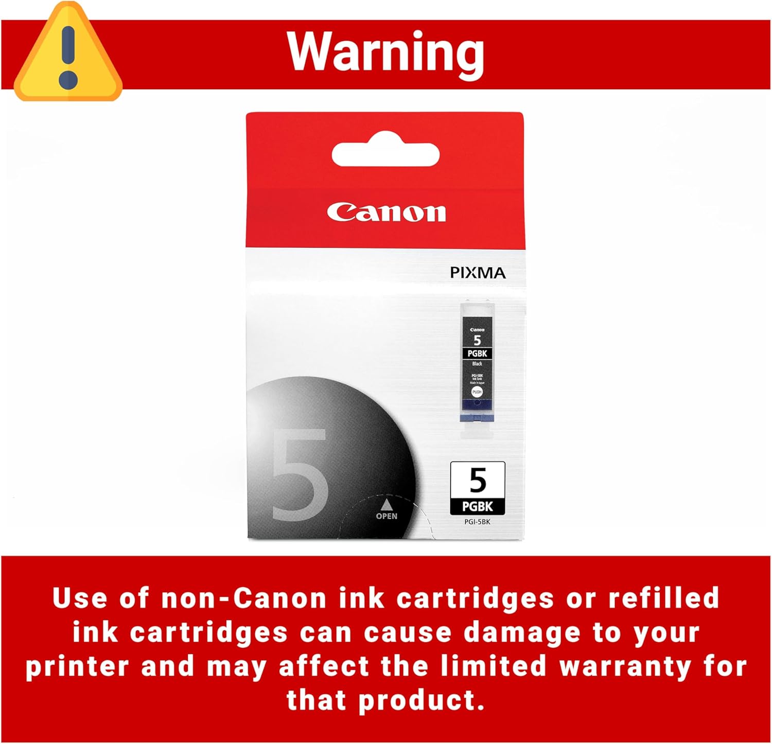 Canon PGI-5 Genuine Black Ink Tank, Compatible with iP3500, iP3300, MP970, MP960, MP950, MP800R, MP830, MP810, MP800, MP500, MX850, MX700, MP610, MP600, MP530, MP520, and MP510 Printers
