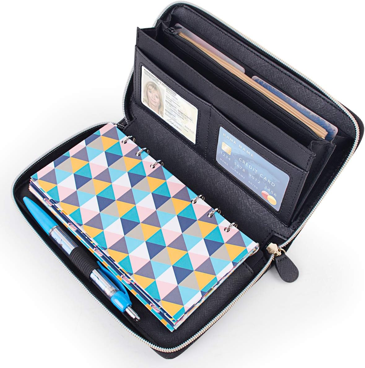 Cash Budget Envelope Wallet System for Women, All in one Cash Wallet with 12 Budget Sheets, 12 Budget Envelopes, Binder Note for Budgeting and Saving Money