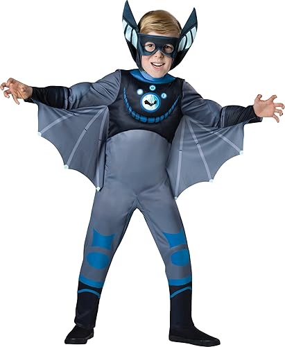 Disfraz Kratts azul de murciélago salvaje, 8, Un solo color