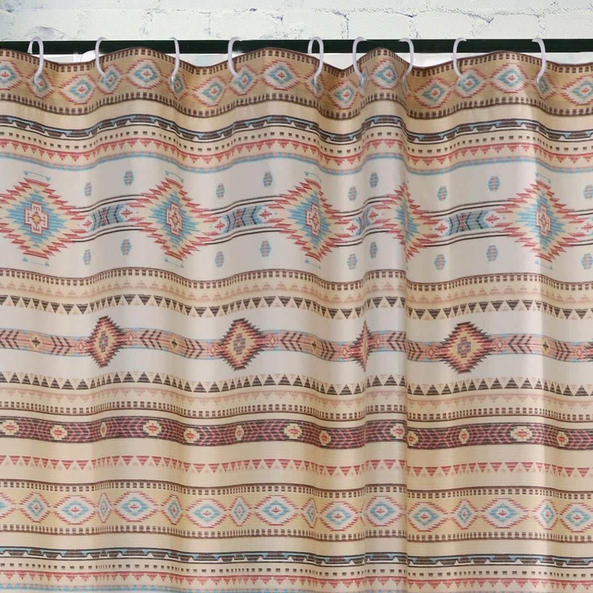 BLACK FOREST DECOR Sun Valley Tan Shower Curtain, Curtain Holdbacks, 72" W x 72" L
