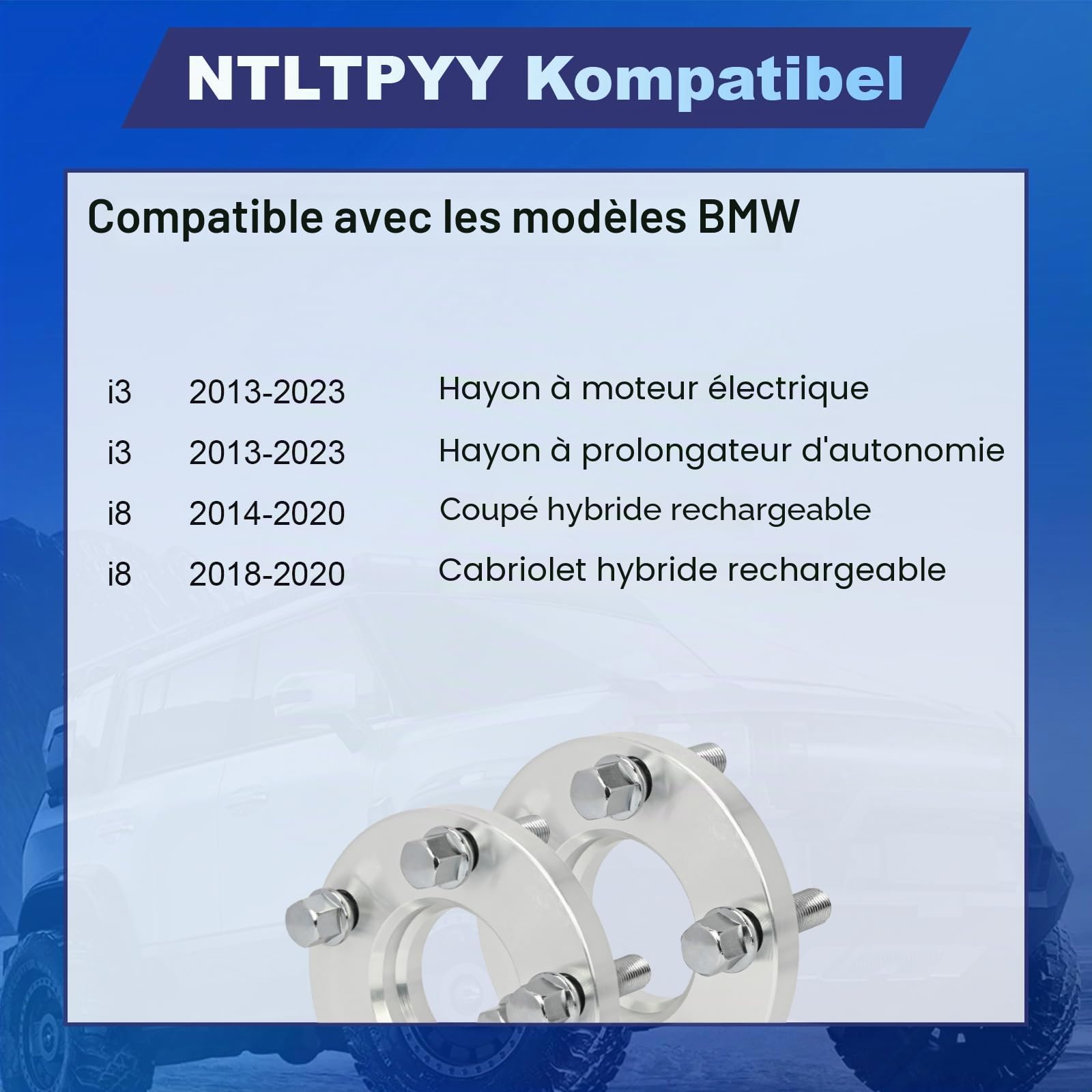 Lot de 4 élargisseurs de voie 5 x 112 mm, 10 mm et 20 mm pour i3 2013-2023 i8 2014-2020, 20 goujons et alésage de moyeu M14 x 1,5 66,5 mm