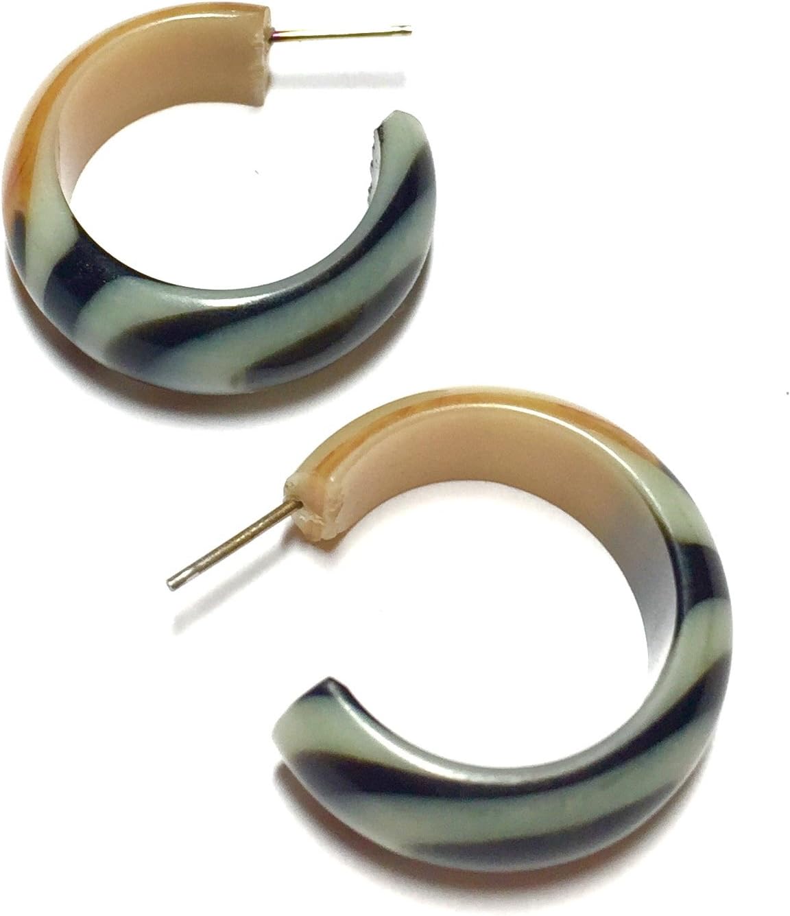 Frosted Tiger Lily Hoops | vintage lucite stripe Small Simple hoop earrings - SIMSM-YL-3