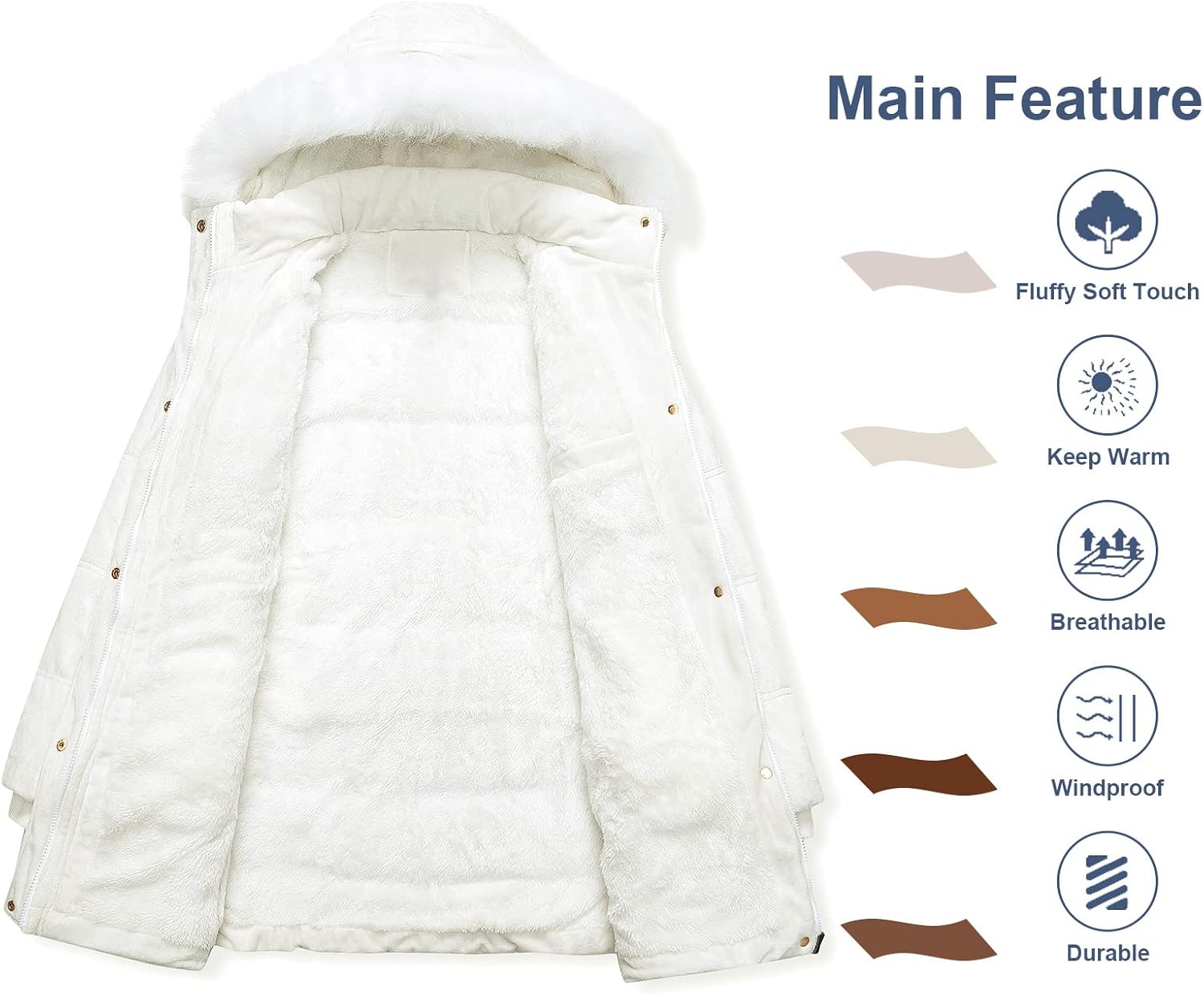 Chrisuno Women's Warm Winter Coat Velvet Puffer Jacket Quilted Faux Fur Hood - Image 3