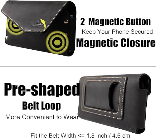 Miniatura 5 de Topstache Funda de cuero para teléfono con trabilla para cinturón, cierre magnético, tarjeterotarjetero, funda de cuero para iPhone 14 Pro, Galaxy