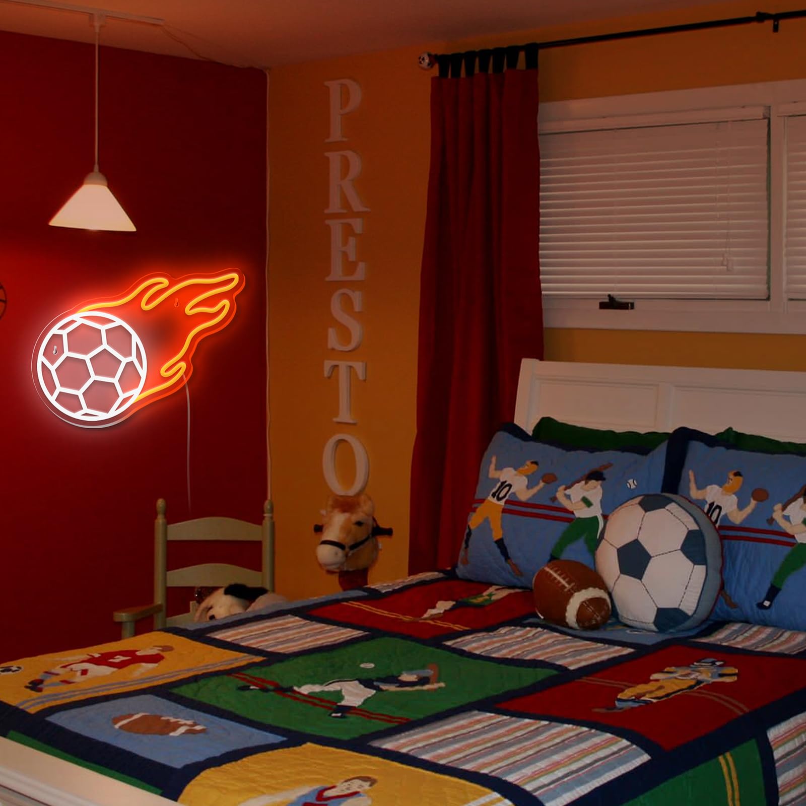 Fußball Neon Schild für Wanddeko, Football LED Leuchtschild Hängeschild Türschild USB-Betrieb mit dimmbarem Schalter für Spielzimmer Wohnzimmer(Football)