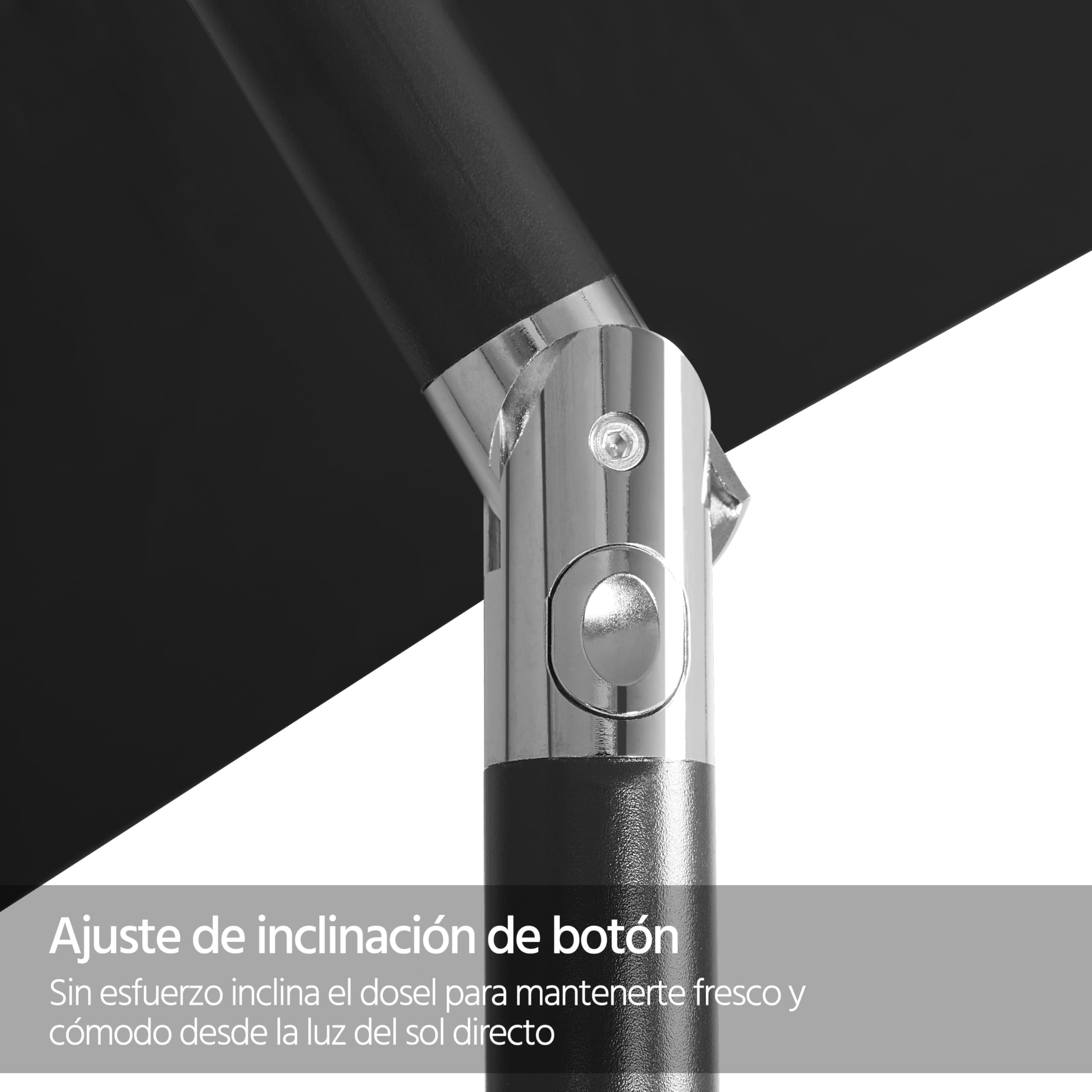 Yaheetech Parasol Sombrilla Jardín 270cm Inclinable Impermeable Negro | Protección UV, Manivela Cómoda, 8 Varillas, Estructura Metálica Reforzada,Fácil de Montar,para Exterior/Restaurante/Cafetería