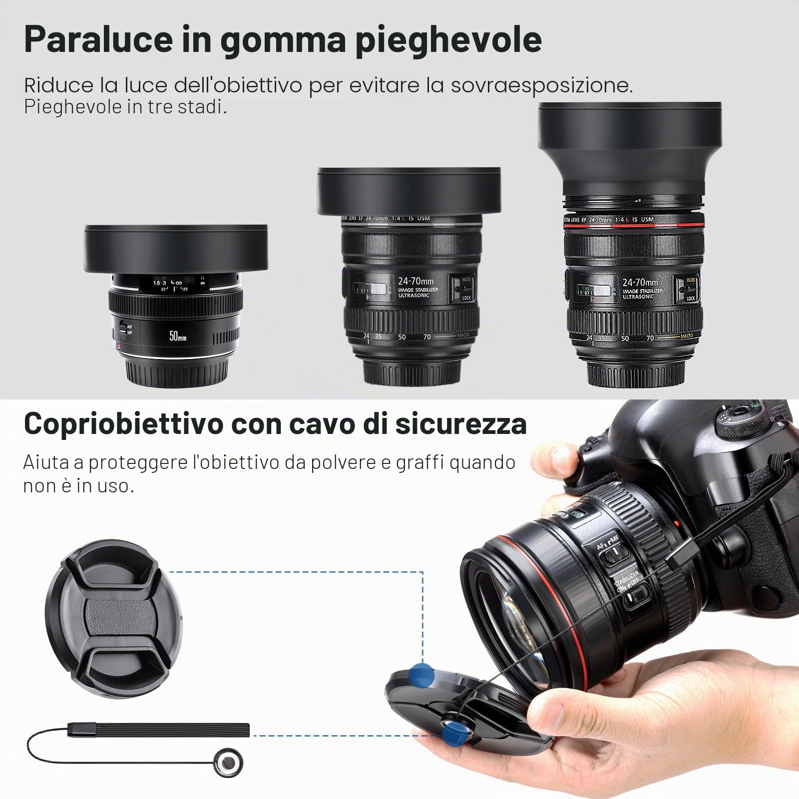 NEEWER 40.5mm ND2 ND4 ND8 UV CPL FLD Kit di filtri e accessori per lenti con copriobiettivo a scatto, paraluce a forma di tulipano, paraluce pieghevole in materiale elastomerico, custodia per filtri