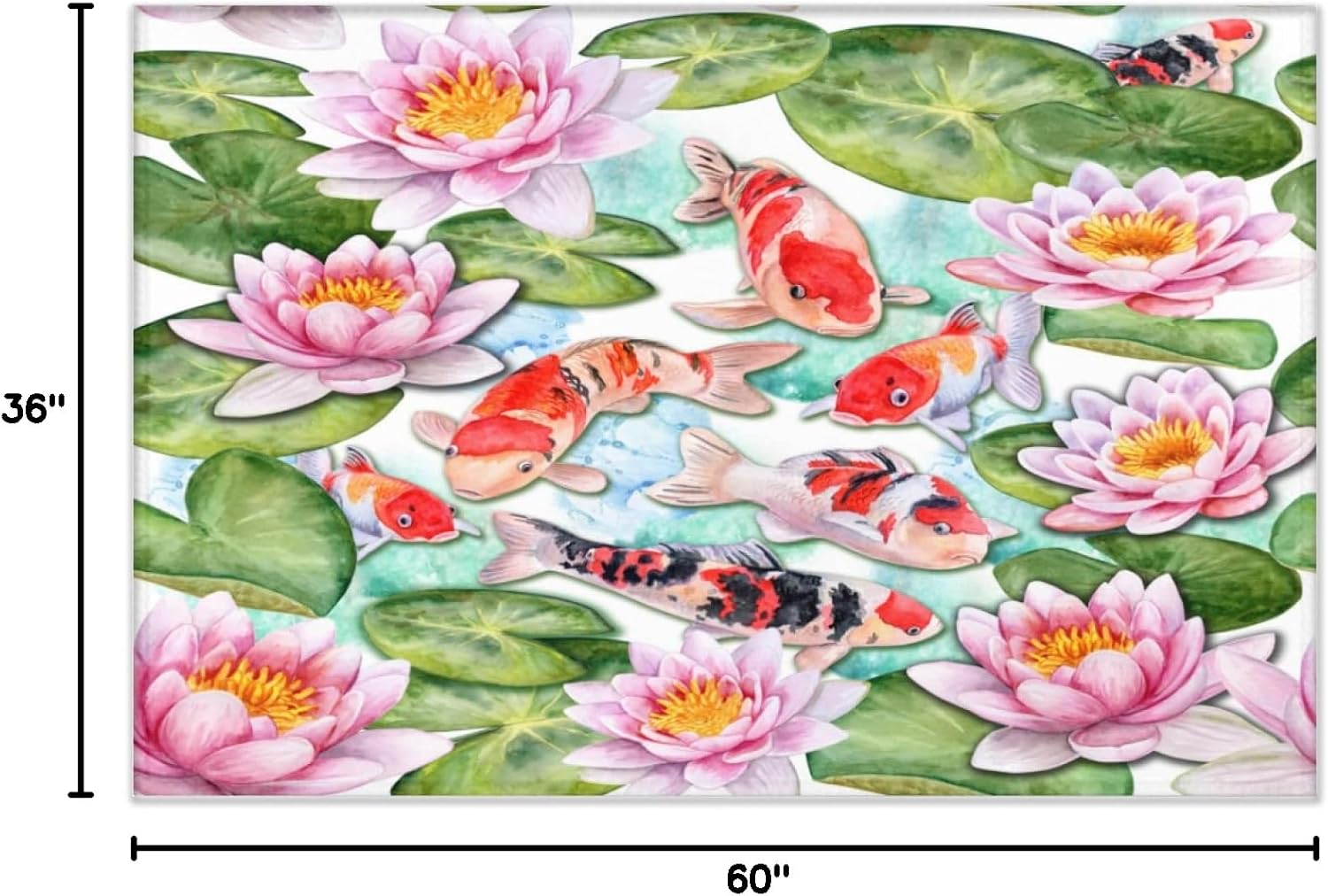 2 x 3 Watercolor Painting of Koi Fish Lotus Super Soft Area Rug for Kids Baby Nursery, Nursery Children Kids Girls Room Home Decorative, Fuzzy Rugs for Nursery