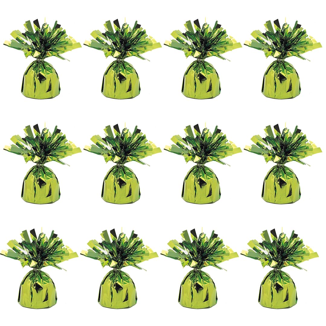 PARTYRAMA.CO.UK Lime Green Foil Helium Balloon Weights 175gr - Pack of 12 - Durable & Colourful Weights for Birthdays Parties, Events & Celebrations - Perfect Balloon Weight Holders — image 1