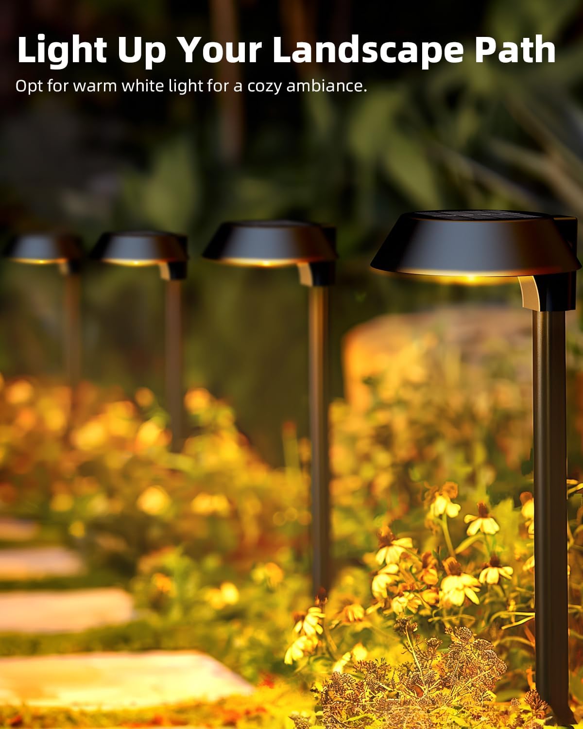 Herzila Solar Lights Outdoor Waterproof, LED Solar Pathway Lights Outdoor Garden Landscape Lighting for Walkway Driveway, Auto On/Off, 6 Pack