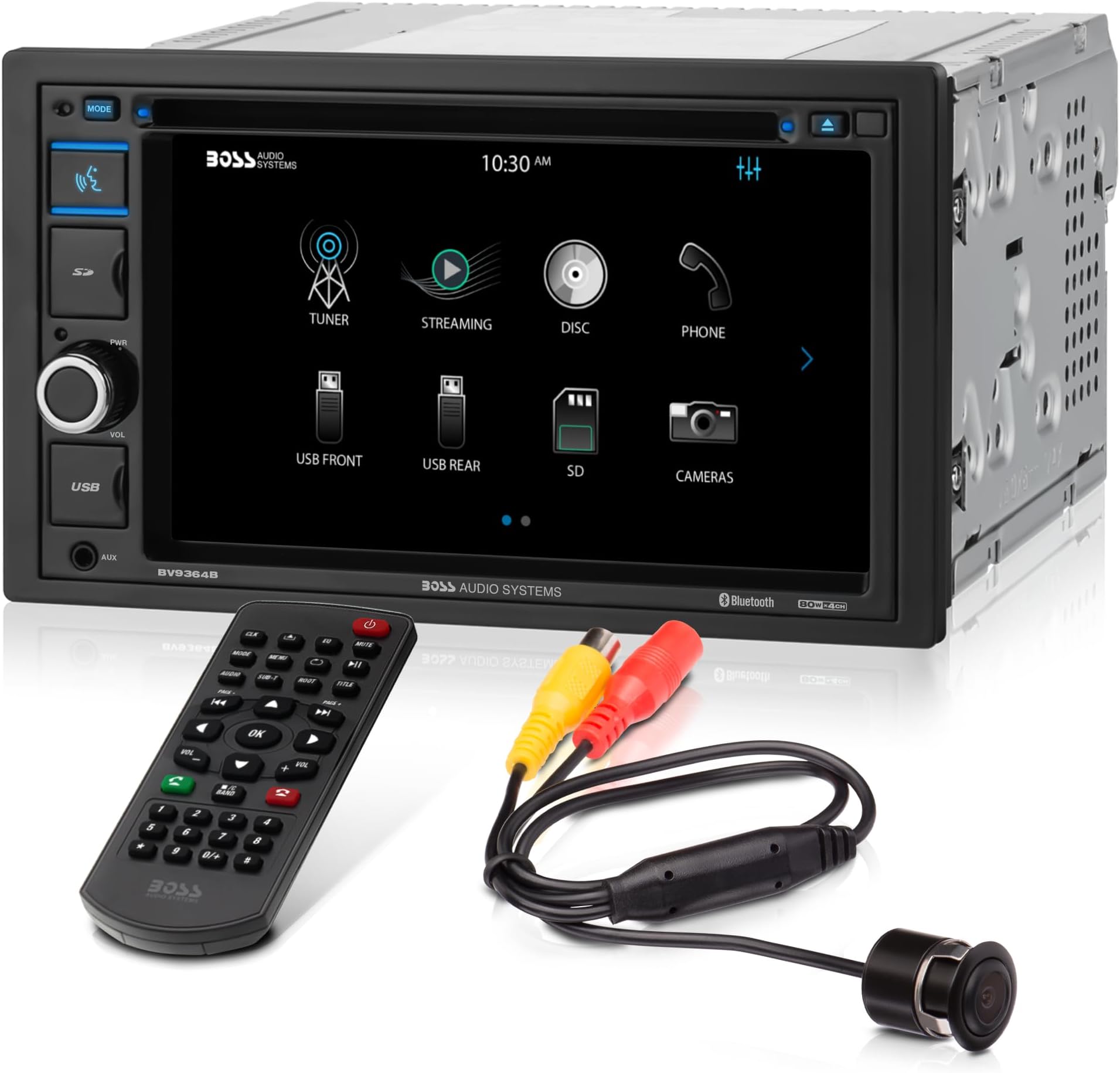BVB9364RC Car Stereo - Double Din, 6.2 Inch Touchscreen, Bluetooth, CD DVD Player, AM/FM Radio Receiver, Backup Camera, USB, SD, Wireless Remote Control