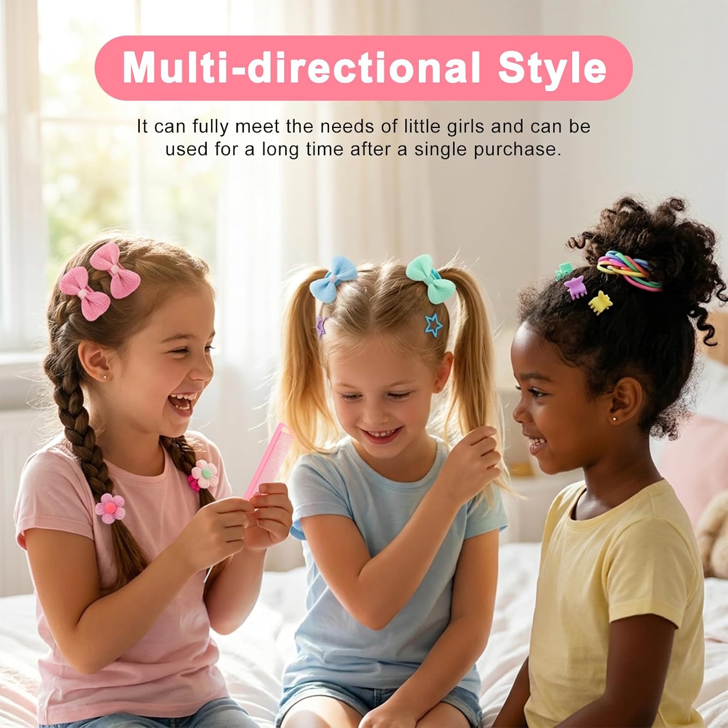 895PCS Toddler Hair Accessories, Includ Colorful Elastic Rubber Bands for Hair, Flower Hair Ties, Star Hair Clips and 10 Styling Tools, Colorful Accessories for Baby Toddlers Kids image 5