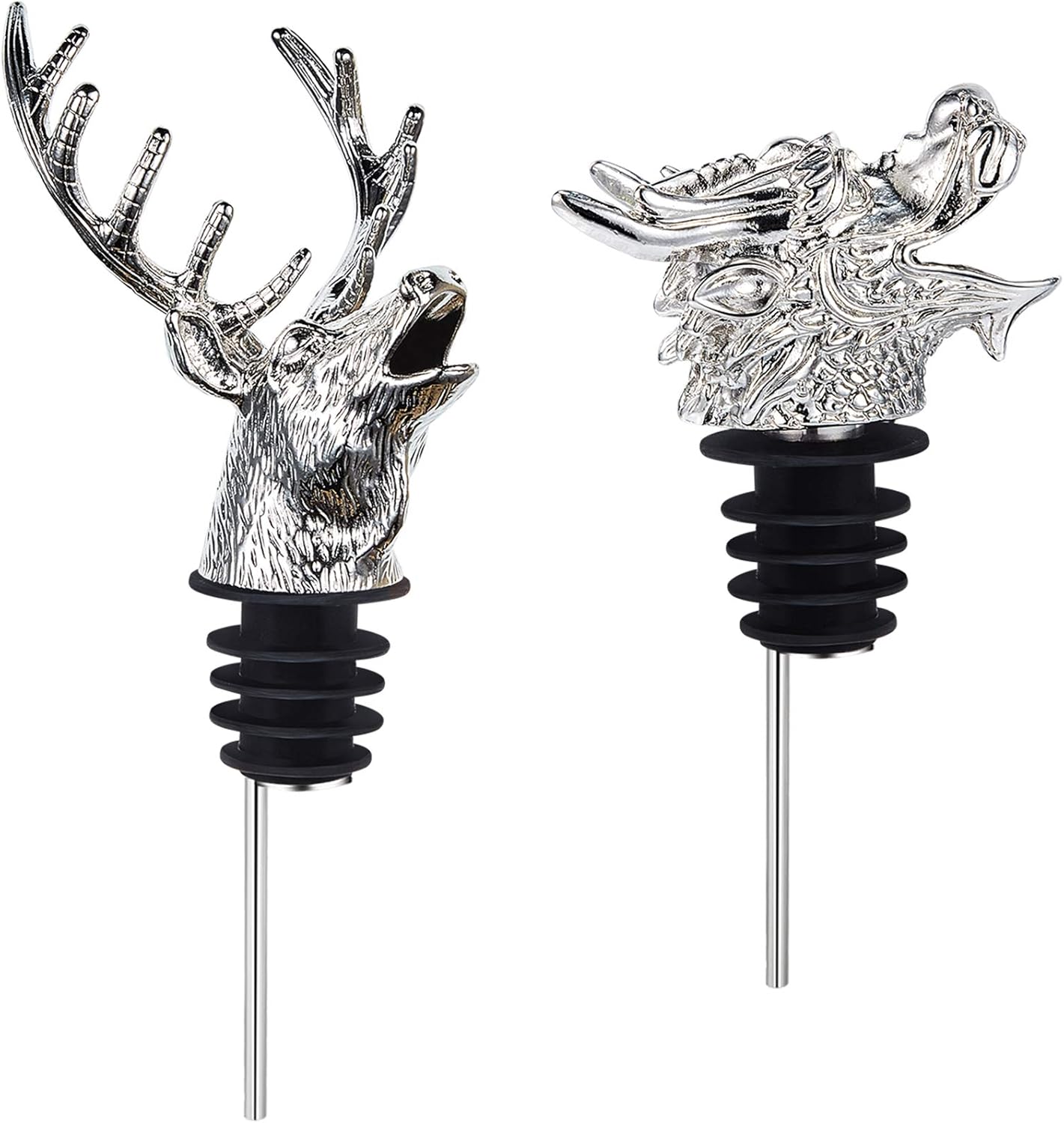 2 Pieces Stainless Steel Wine Pourer Bottle Pourer Wine Aerator Pourer Dragon and
