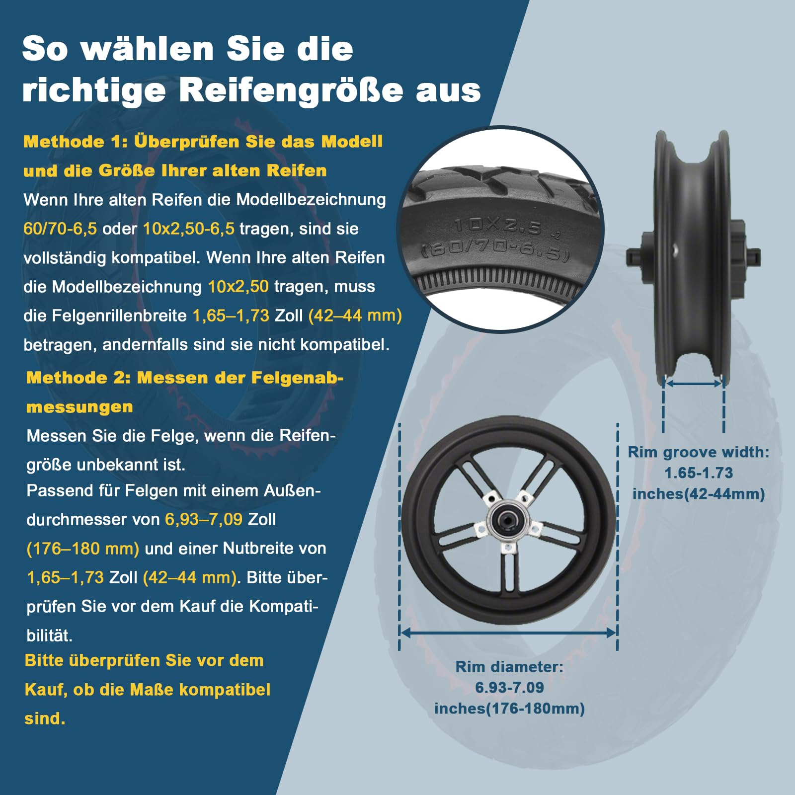Pneu solide 60/70-6,5 10 x 2,50 en caoutchouc pour scooter Ninebot Max G30/G30 D2/F2 Pro D/Xiaomi 5/5 Pro/5 Max E Scooter 10" Anti-crevaison Antidérapant Résistant à l'usure (rouge)