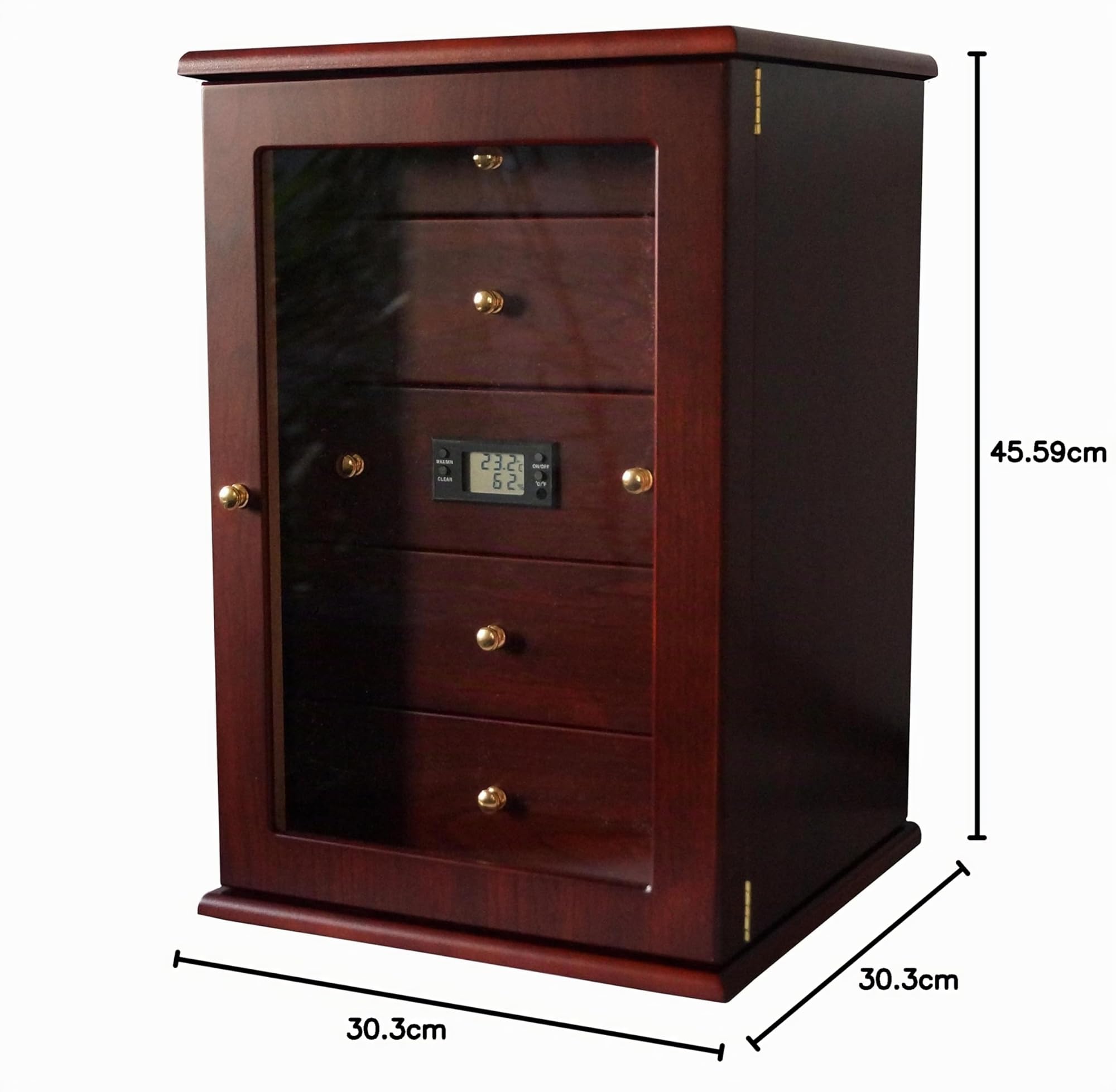 GERMANUS "Viadrus" Humidor Armadio de marque con Digital igrometro e GERMANUS Cristallo Umidificatore per i Sigari