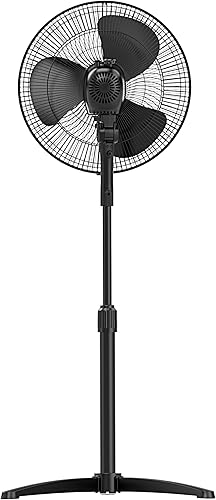 Miniatura 3 de Emerson FAO1605 Ventilador de pedestal oscilante portátil de 85.5 grados, 3 ajustes de velocidad con inclinación ajustable y altura ajustable de