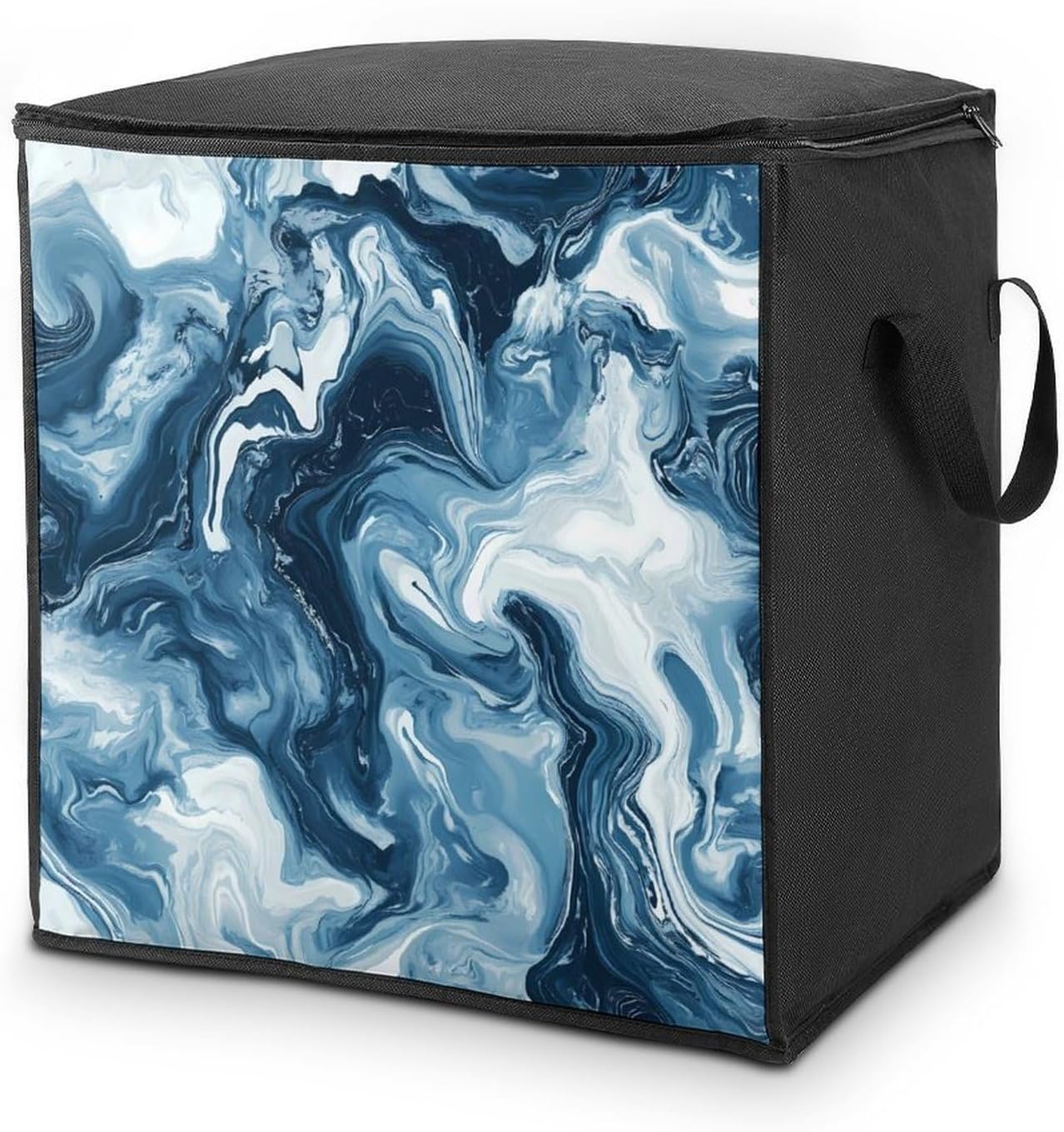 Swirling Marble Pattern Large Comforter Blanket Storage Bags Bins 70L Closet Organizer with Handles