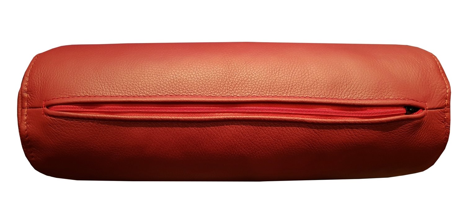 Quattro Meble Zwart Echt Leer Nekrol Nekkussen Leerkussen Sofa Sierukussen Rundleer Kussen Hoofdsteun Hoofdkussen Diameter 15 cm (35 cm x D-15 cm