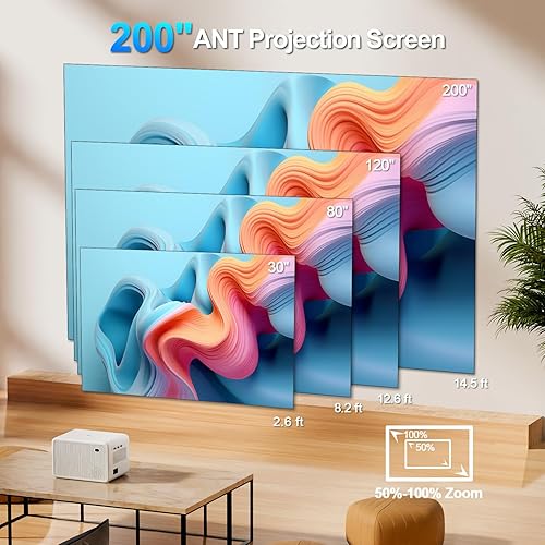 Miniatura 3 de Proyector portátil 5G WiFi y Bluetooth 1080P, 16000LM, 50% de zoom, proyector de película al aire libre para teléfono/portátil/TV Stick/DVD/USB/HDMI