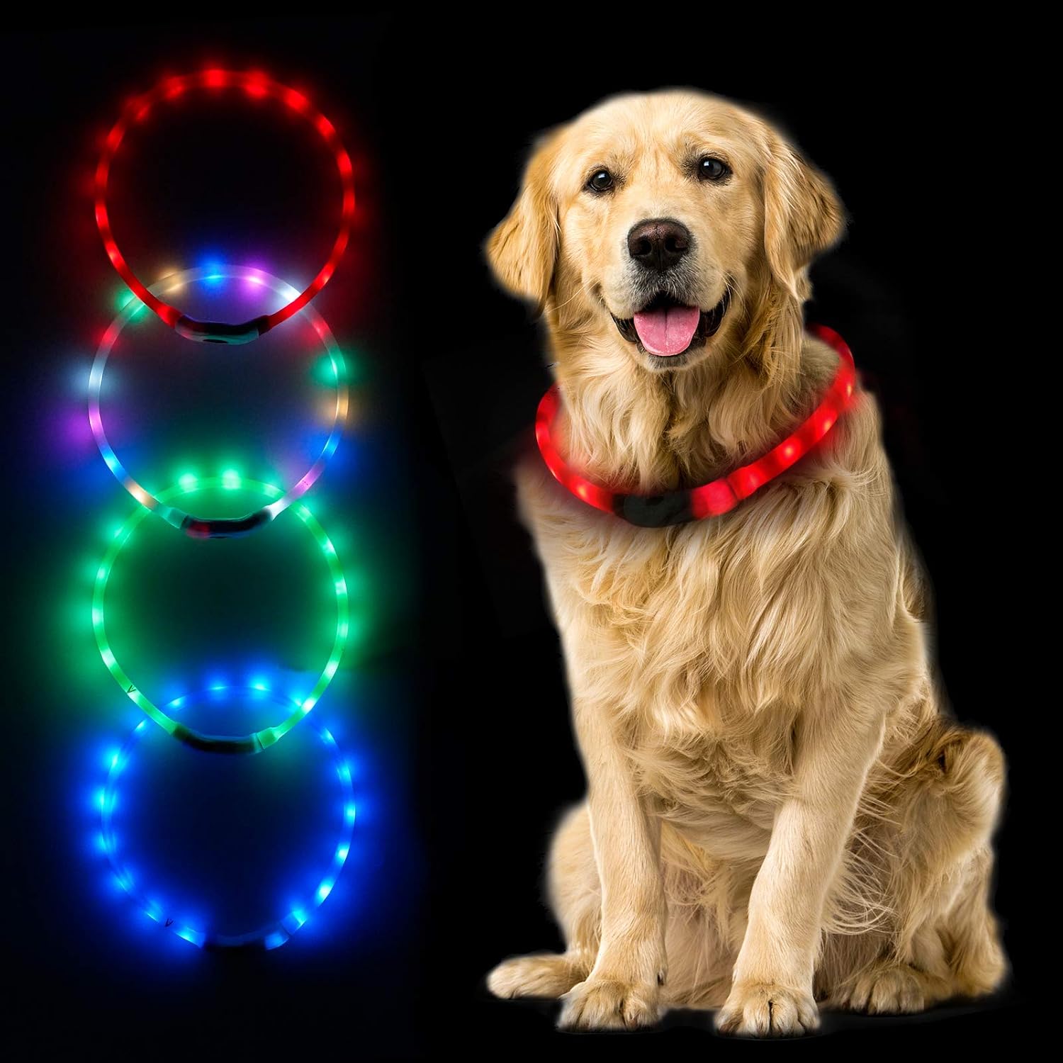 MUMUPET LED Dog Collar USB Rechargeable Bright High Visibility Lighted Glow Collar for Pet Night Walking Weatherproof, in 4 Colors & 3…