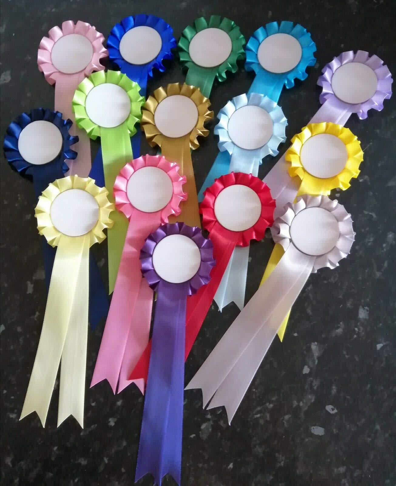 HoitoDeals 10Pcs Satin Plain White Centre Blank Rosettes