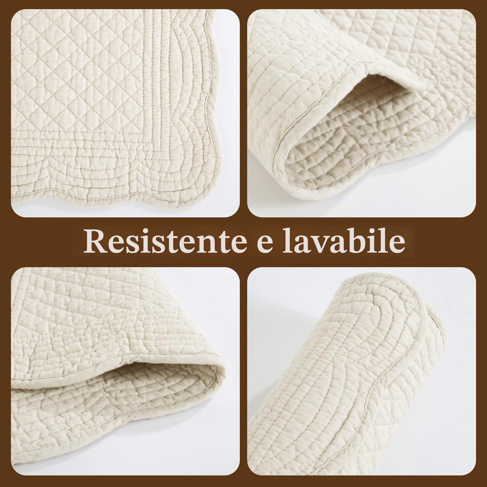 Tovagliette 6 Tovagliette Trapuntate,Set Cotone Reversibili Rettangolari Bordi Smerlati For Cucina,Cena,Feste,Vacanze,Lavabili Lavatrice,13"x18"(2)