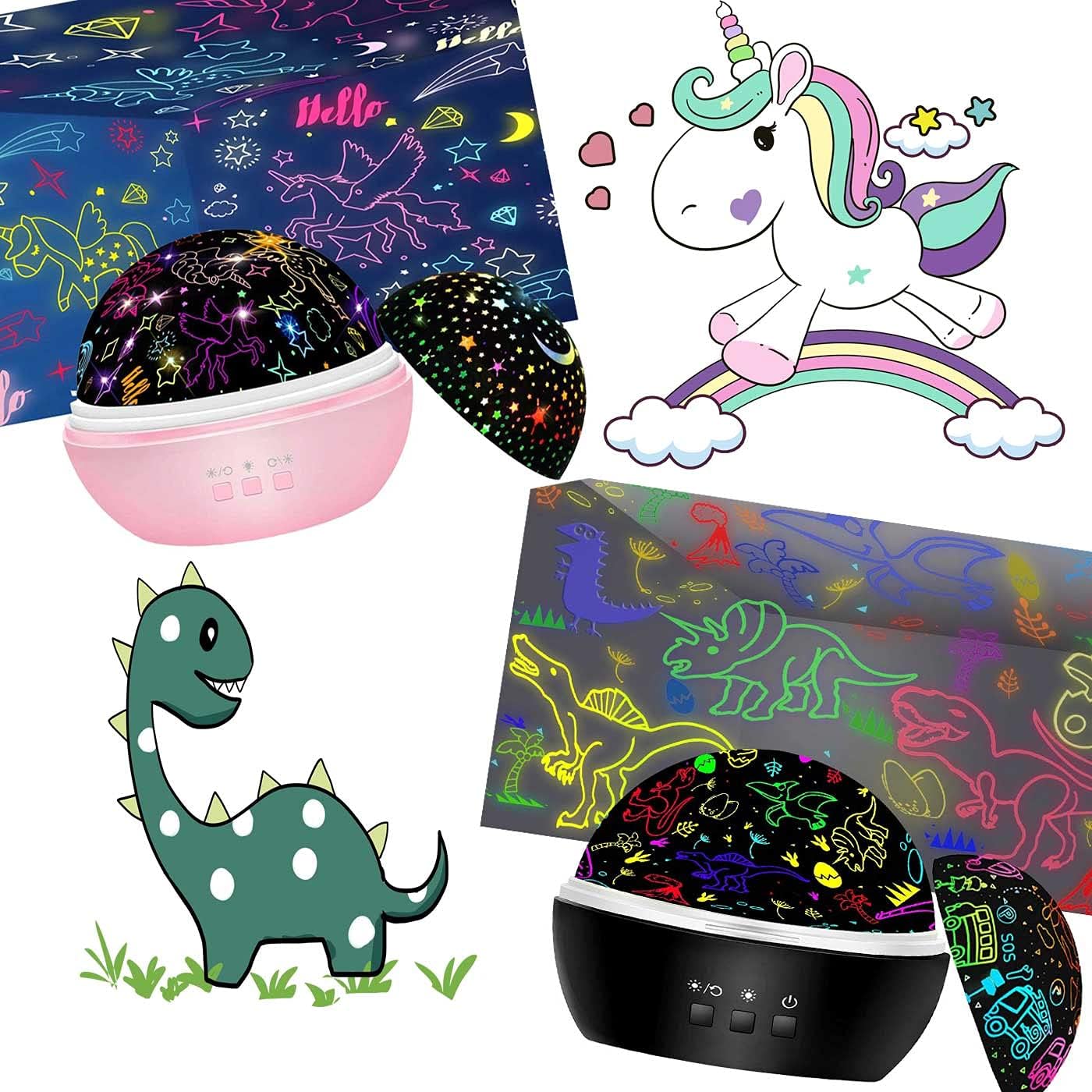 Kids Toys for 3-9 Year Old Boys,Night Light Projector-Dinosaurs Cars Unicorns Stars Theme