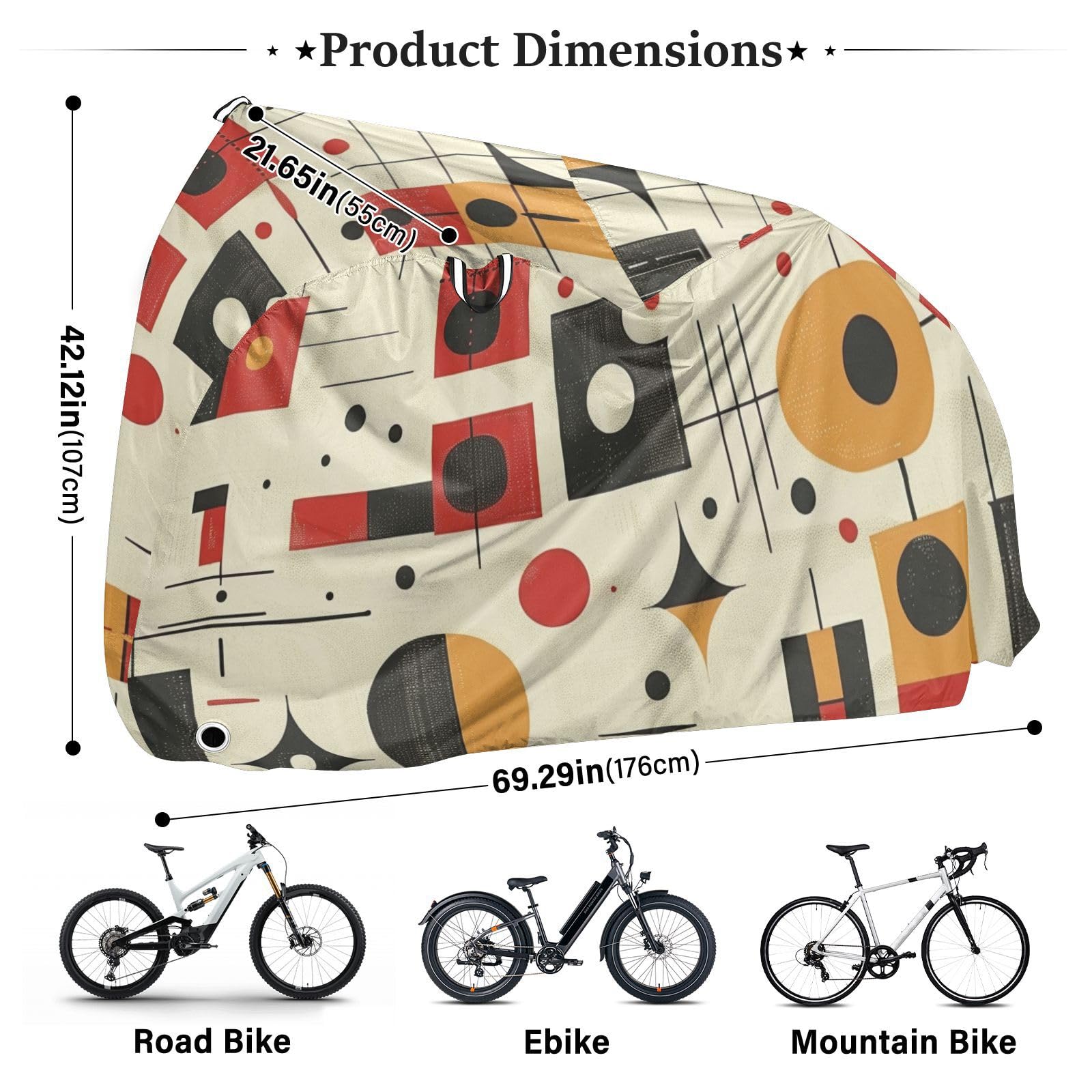 Housse de vélo géométrique imperméable avec trous de verrouillage pour intérieur et extérieur - Convient à la plupart des cobertor para bicicletas para lluvia y sol