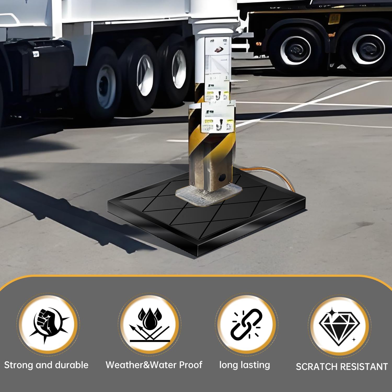 Upgraded Non-Slip Rv Jack Pads, 12 x 12 x 1 Inches Rv Leveling Stackable Waterproof with Handle, Heavy Duty Stabilizing Blocks for Tow, Service Truck, Trailer, Crane, Wrecker Landing Gear (4 Pcs)