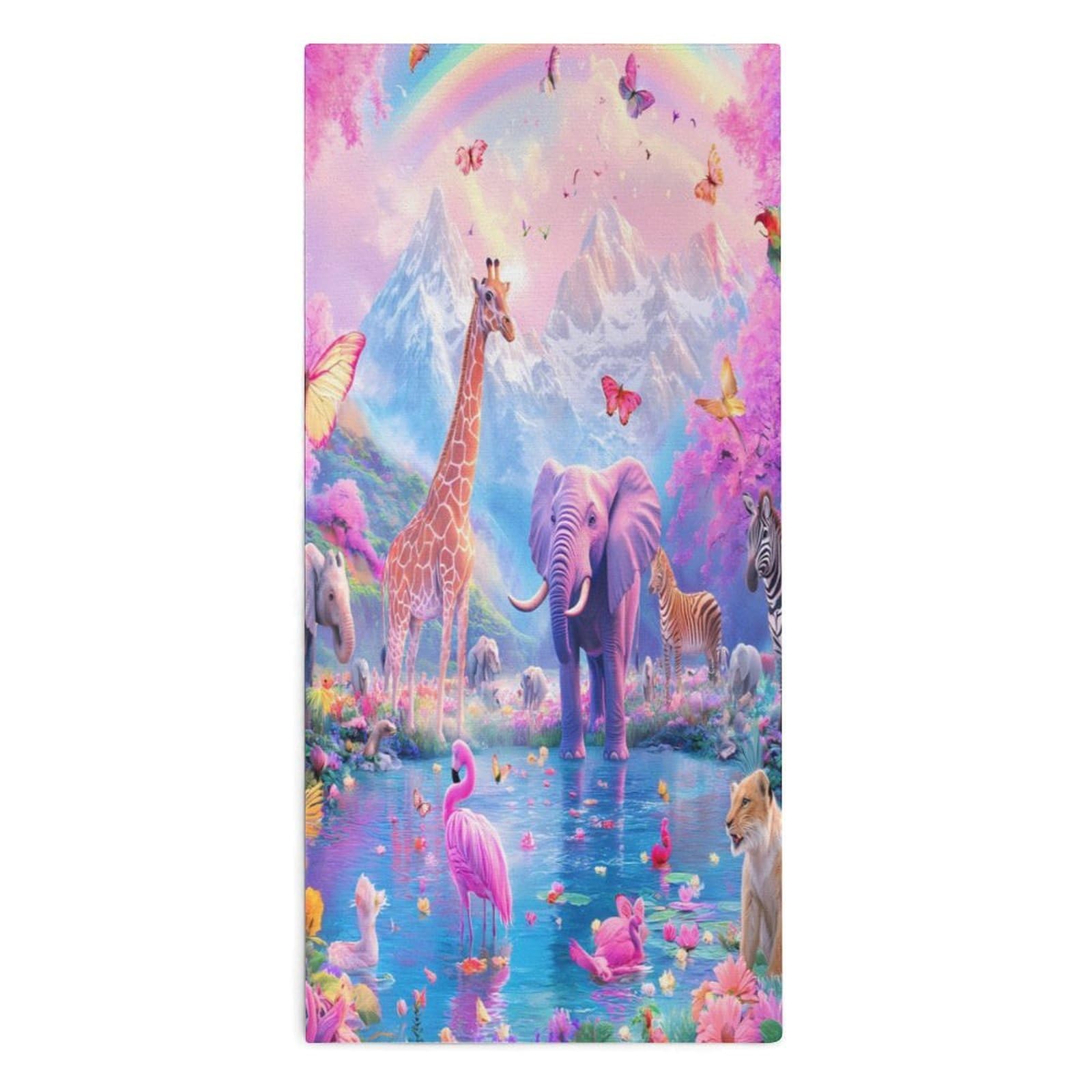 TXFBTRFSA Elephant Giraffe Flamingo Butterfly Hand Towels for Adult Face Towel Bath Beach Swim Accessories